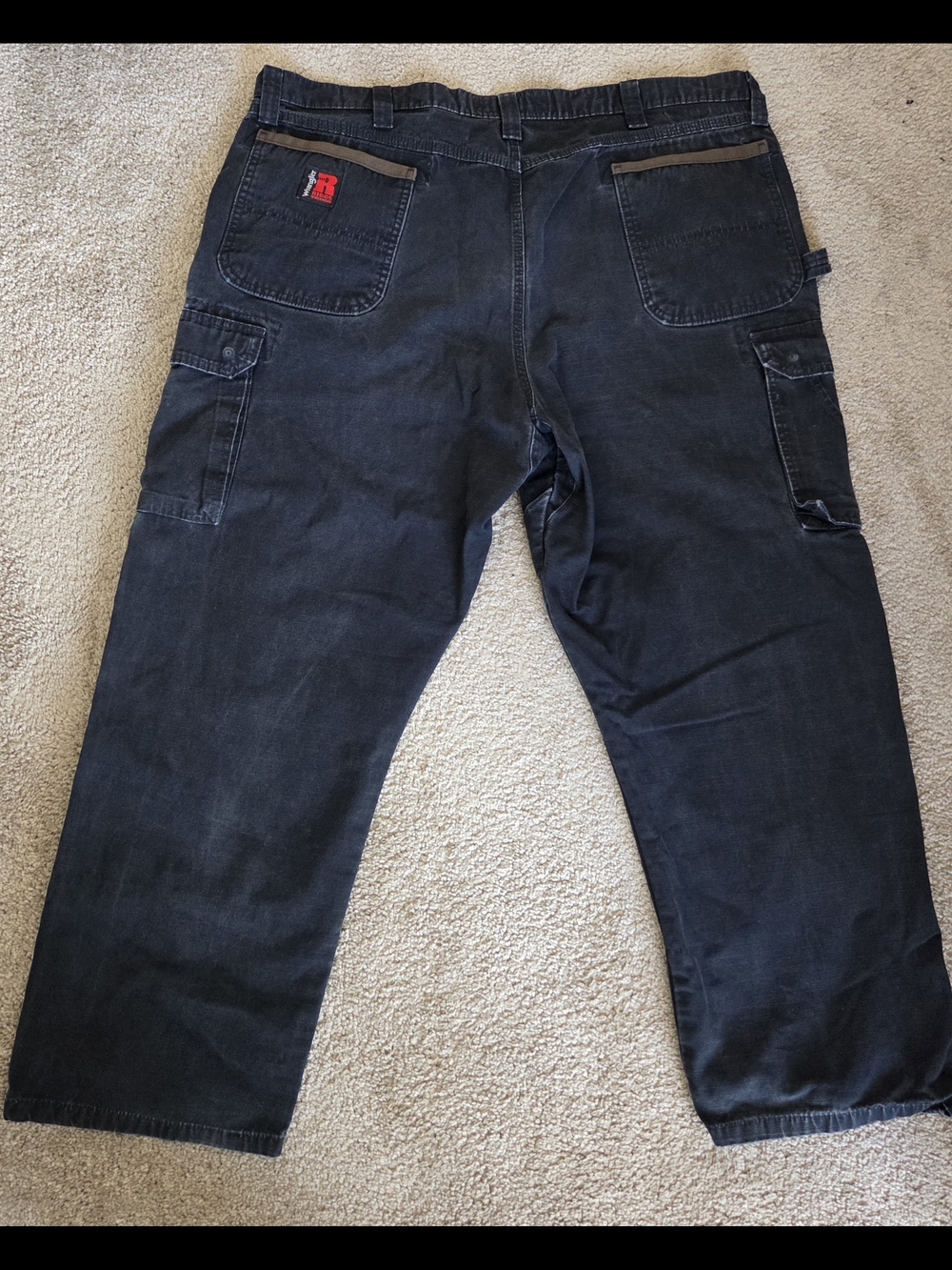 Wrangler Riggs Vintage Black Carpenter Cargo Pants Men's 42 x 30